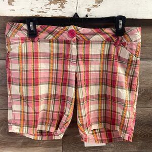 Vintage 80’s Retro Plaid Shorts Size Medium Pink, White